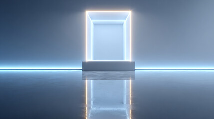 Minimal glowing interface floating in a white void with sleek lines and subtle luminous elements representing futuristic technology, digital aesthetics, modern UI design, and abstract visualization