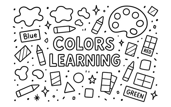 Fun colors learning with simple shapes and art tools for kids