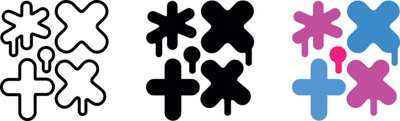 Abstract Shape Designs with Dripping Elements in Bold Colors Ideal for Branding Projects