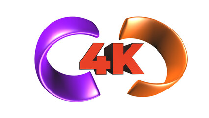 4k resolution logo with purple and orange curved shapes