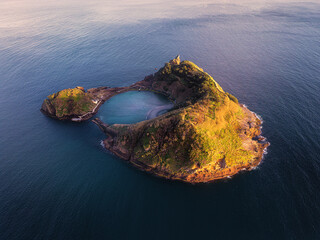 Aerial Sunset View of Ilhéu de Vila Franca do Campo