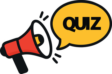 Megaphone Quiz Announcement Vector Illustration