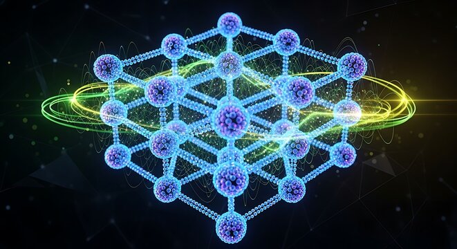 Molecular structure graphic science atom model nano technology abstract illustration render design