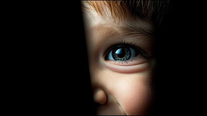 Childs Eye in Half-Shadow with Copy Space
