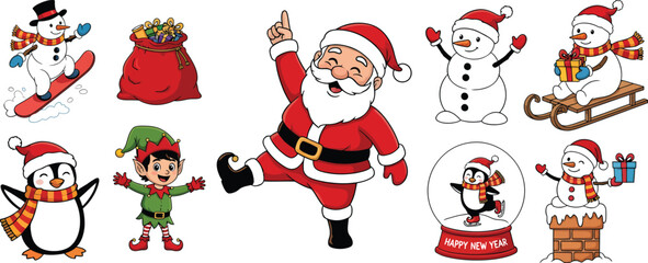 Christmas characters collection festive holiday illustrations for decoration
