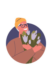 Romantic mature man with flower