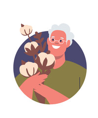 Fototapeta premium Senior man holding cotton flower