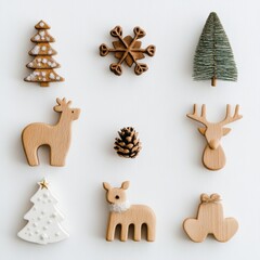 Collection of vintage Christmas glass ornaments on a clean white background. Retro holiday