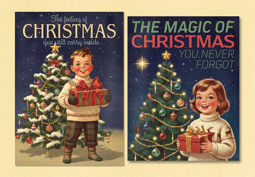 Retro Christmas Poster Layout Collection