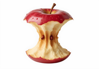 Eaten Red Apple Core with Seeds — Food Waste Concept — isolated on transparent background png