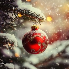 Abstract Christmas tree glowing with green light trails and sparkling particles. Joyful concept of winter holidays, celebration and magic.