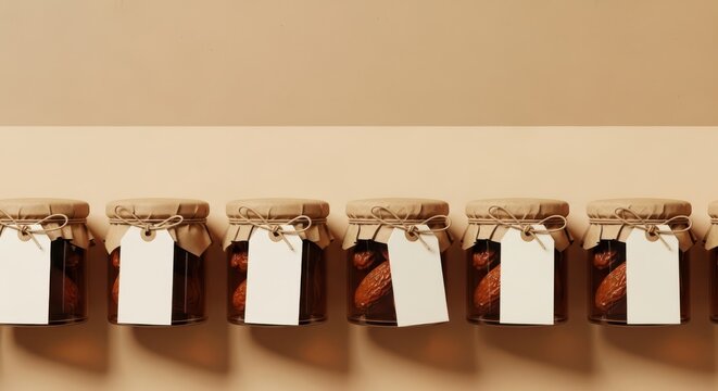 Delicious dates in jars with charming tags for a thoughtful gift or homemade treat presentation idea