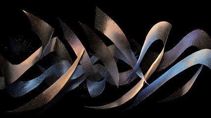 Black fire smoke pattern design with abstract gold chain wire object shape