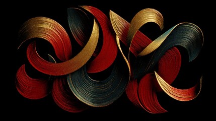 Abstract red and black background with flowing light waves, swirl energy motion, and glowing dark lines art illustration