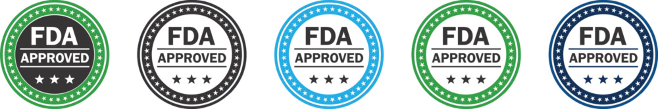 FDA Approved Seal in Various Colors | US Food and Drug Administration Certification Stamp for Packaging, Marketing, and Pharmaceutical