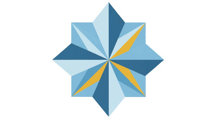 Geometric Blue Star Pattern with Radiant Facets and Symmetrical Polygonal Design.