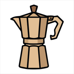 classic geyser coffee maker vector art isolated on white background