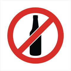 no drinking sign with crossed out beverage vector art isolated on white background
