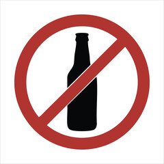 no drinking sign with crossed out beverage vector art isolated on white background