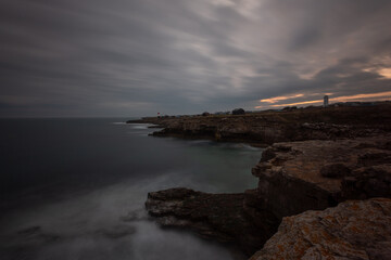 Portland Bill lighthouse in Dorset at dusk