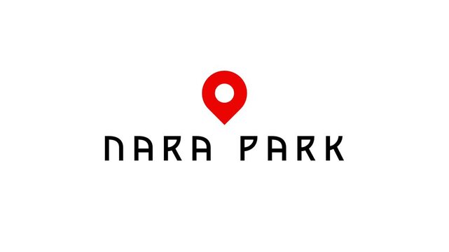 Map pin location icon symbol animation with Nara Park name text of famous place in Japan