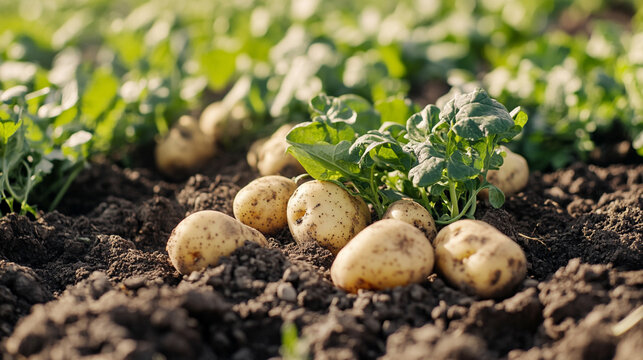 Endless young potatoes filling the entire screen forming a vibrant vegetable background representing harvest, agricultural industry, farm produce, and fresh nutritious tubers in a rich natural scene
