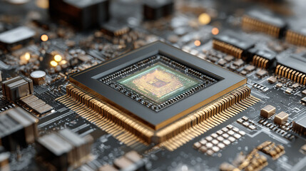 Quantum computing interface glowing in dark environment with luminous digital elements representing futuristic technology, advanced computation, abstract data flow, and sci-fi digital visualization