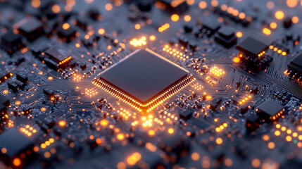 Quantum computing interface glowing in dark environment with luminous digital elements representing futuristic technology, advanced computation, abstract data flow, and sci-fi digital visualization