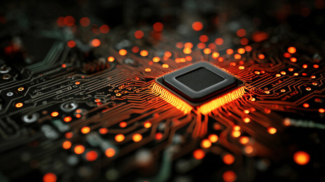 Quantum computing interface glowing in dark environment with luminous digital elements representing futuristic technology, advanced computation, abstract data flow, and sci-fi digital visualization