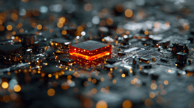 Quantum computing interface glowing in dark environment with luminous digital elements representing futuristic technology, advanced computation, abstract data flow, and sci-fi digital visualization