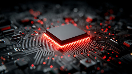 Quantum computing interface glowing in dark environment with luminous digital elements representing futuristic technology, advanced computation, abstract data flow, and sci-fi digital visualization