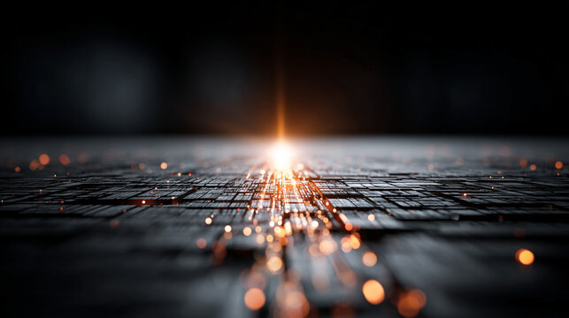 Quantum computing interface glowing in dark environment with luminous digital elements representing futuristic technology, advanced computation, abstract data flow, and sci-fi digital visualization - Powered by Adobe