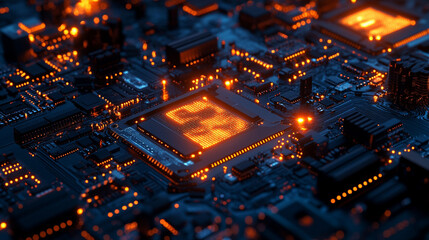 Quantum computing interface glowing in dark environment with luminous digital elements representing futuristic technology, advanced computation, abstract data flow, and sci-fi digital visualization