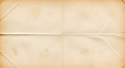 Fototapeta premium An old, vintage, and textured piece of paper with visible creases, folds, and stains, showing signs of age and wear.
