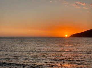 sunset over the sea in Neo Oitylo in Greece