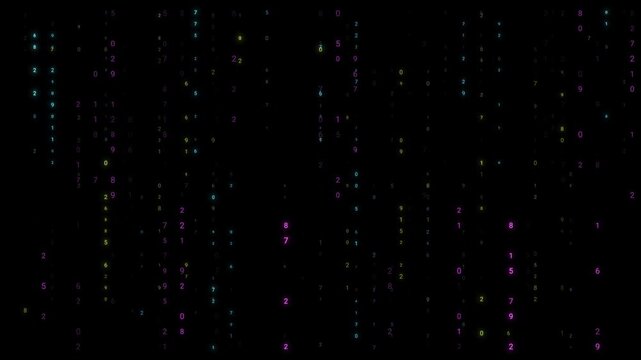 AI Cyberpunk Numbers Rain &ndash; Magenta Cyan Neon Lime Code Stream &ndash; Futuristic Tech Loop &ndash; Overlay Graphic Element