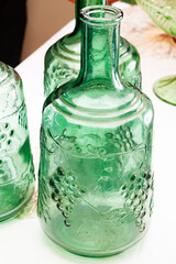 Antique Embossed Glass Wine Bottles Collection