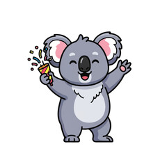 Naklejka premium Playful illustrated koala celebrating with confetti and sparkles.