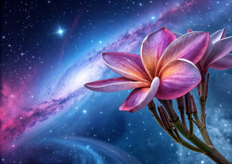 pink lily in the night sky