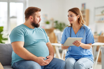 Overweight patient consultation in a modern clinic