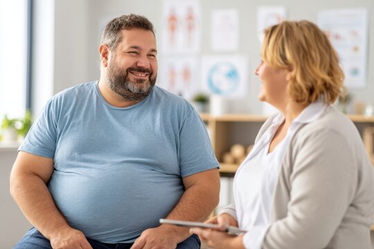 Overweight patient consultation in a modern clinic