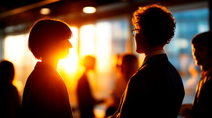 Young faceless people having business meeting modern office setting defocused background elements professional discussion contemporary coworking space collaborative atmosphere