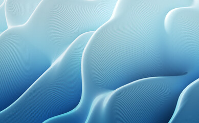 3D render illustration blue stripes in form of waves, abstract  wavy wallpaper background