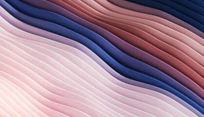 3D render illustration stripes in form of waves, abstract  wavy wallpaper background