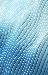 3D render illustration blue stripes in form of waves, abstract  wavy wallpaper background