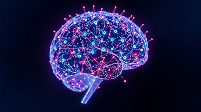 Digital brain with neural network connections and artificial intelligence concept