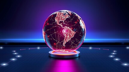 Global network a digital earth globe with glowing connections and technology