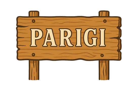Parigi, the name of Paris carved on wood in Tuscany