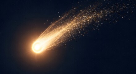 Brilliant comet streaking across a dark starry night sky, celestial event, cosmic wonder, space exploration