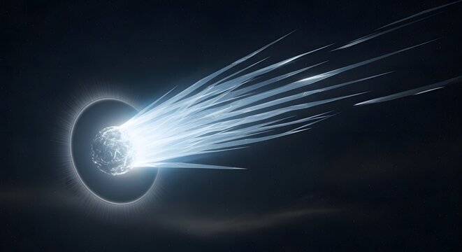 Dramatic cosmic event, planet impact, asteroid collision, space debris field, celestial destruction, dark background